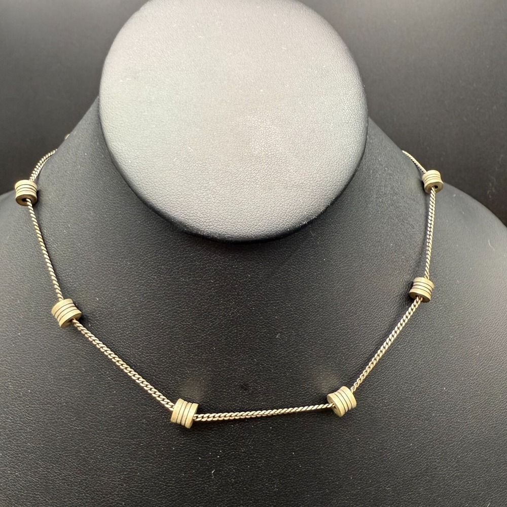 Lisa Jenks Sterling Silver 925 Necklace – 17" Beaded Station‎ Chain – Vintage